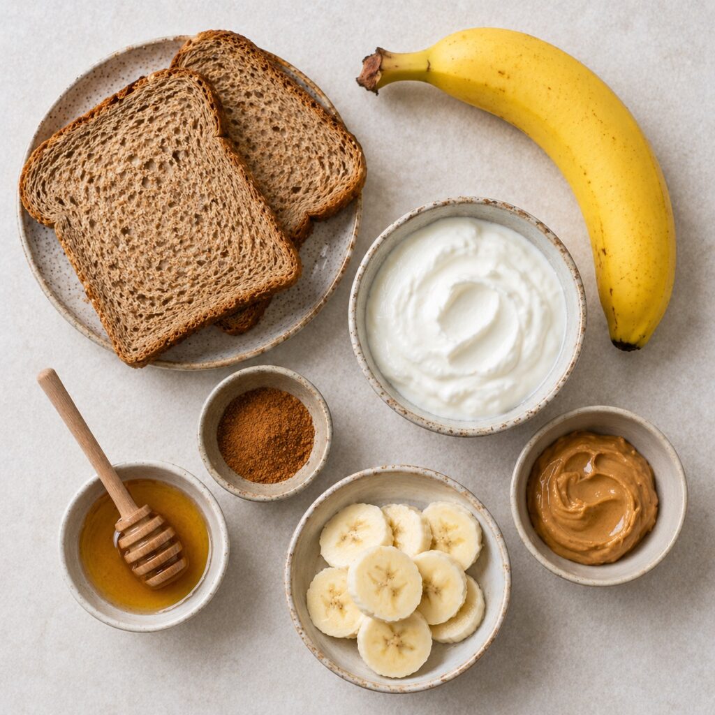 Banana Peanut Butter Yogurt Toast banana yogurt toast ingredients.