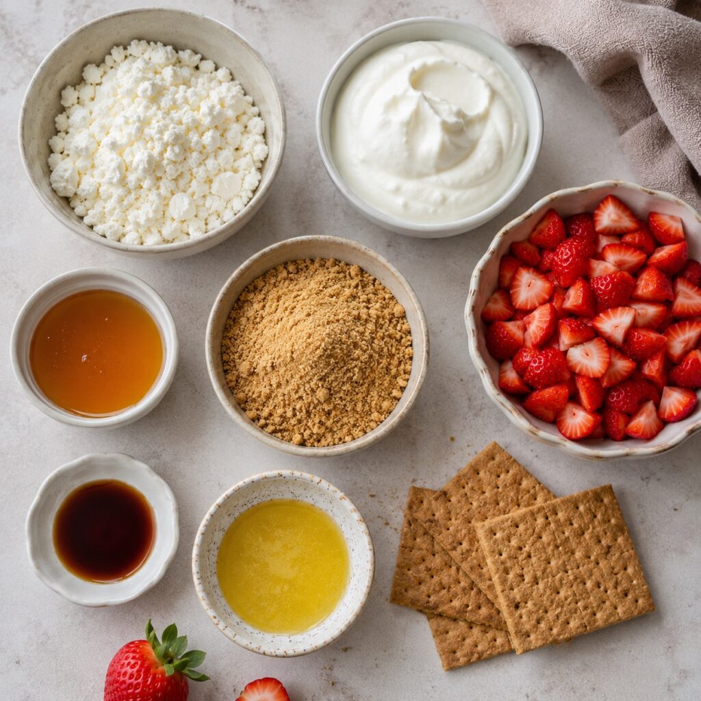 Strawberry Cottage Cheese Cheesecake Cups healthy cheesecake ingredients