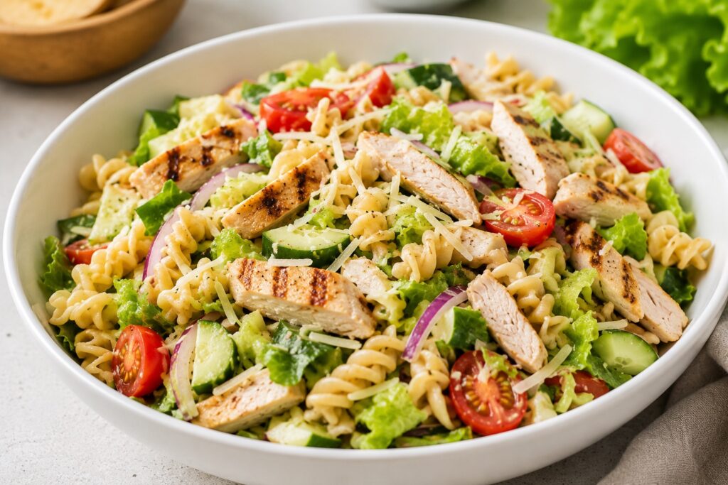 healthy chicken pasta salad