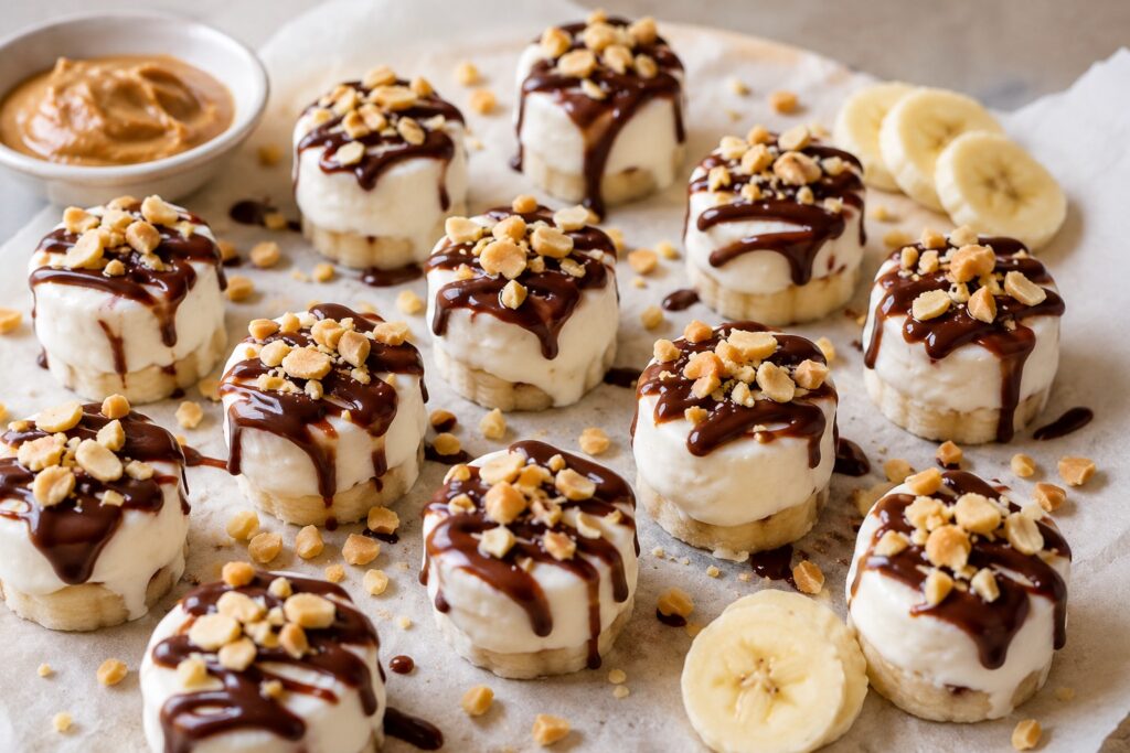 Frozen Peanut Butter Banana Yogurt Bites healthy frozen yogurt bites