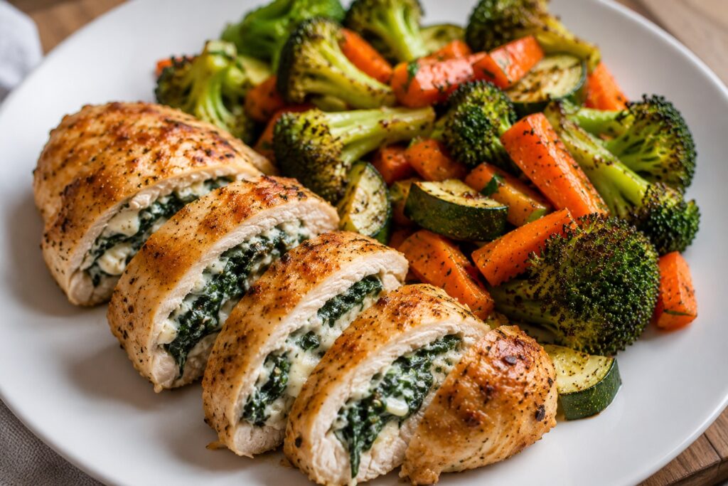 healthy spinach stuffed chicken