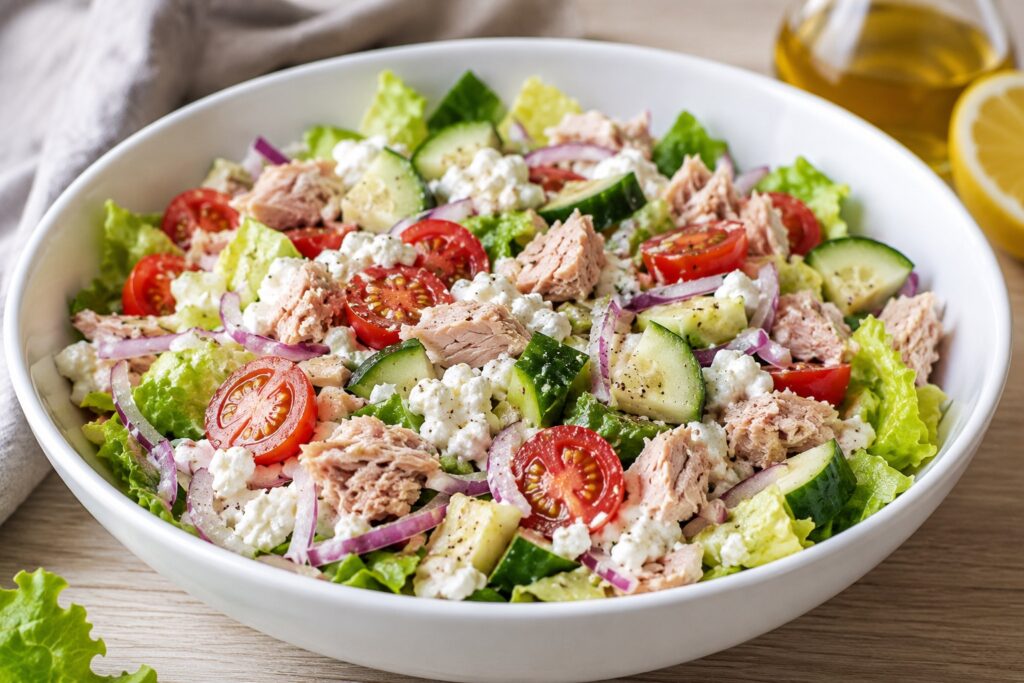 Tuna Cottage Cheese Salad – Easy Low Calorie Lunch Recipe healthy tuna cottage cheese salad