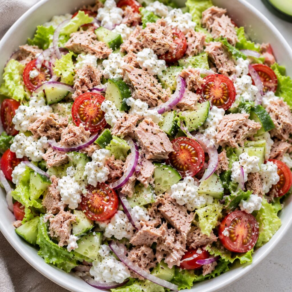 Tuna Cottage Cheese Salad – Easy Low Calorie Lunch Recipe homemade tuna cottage cheese salad
