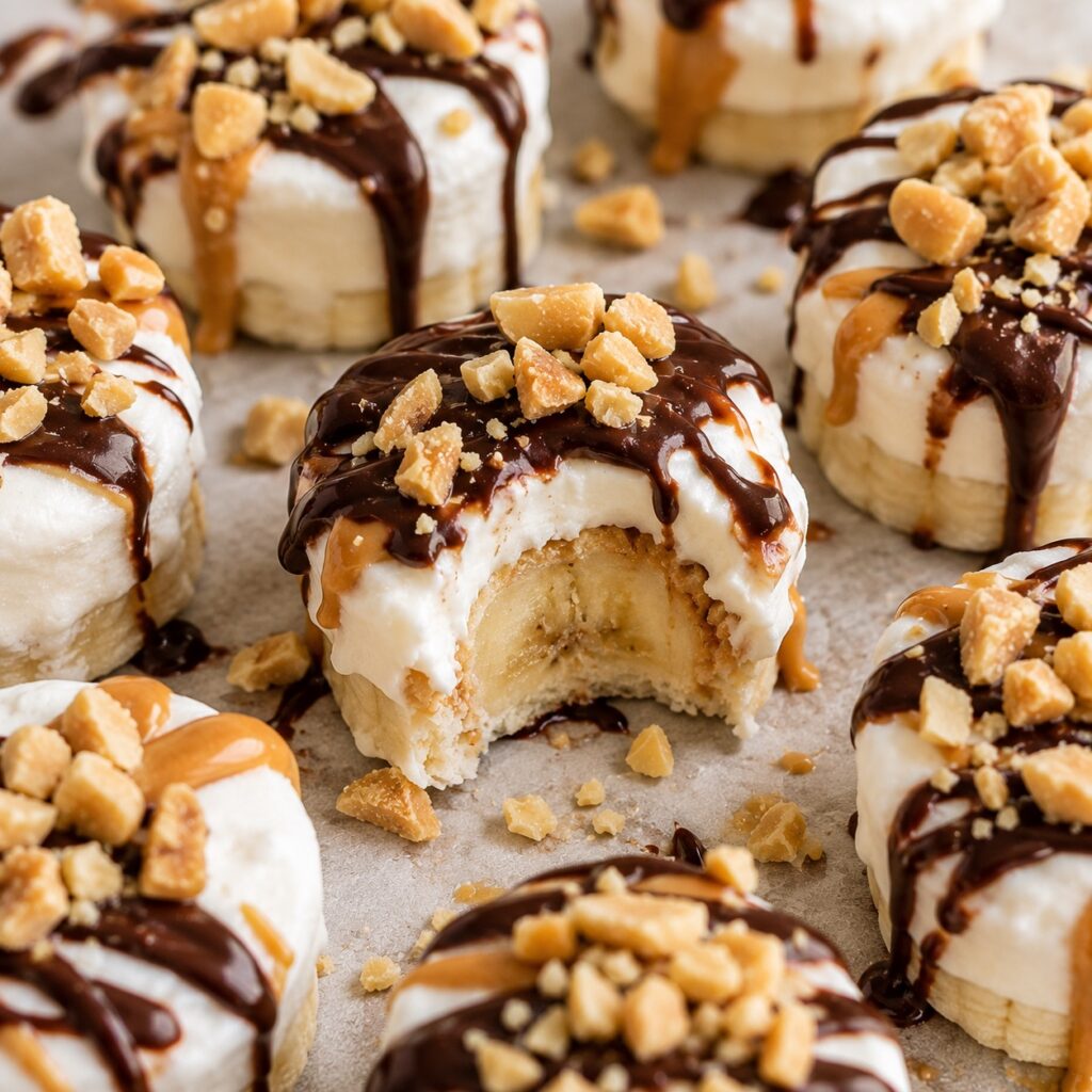 Frozen Peanut Butter Banana Yogurt Bites low calorie frozen yogurt dessert