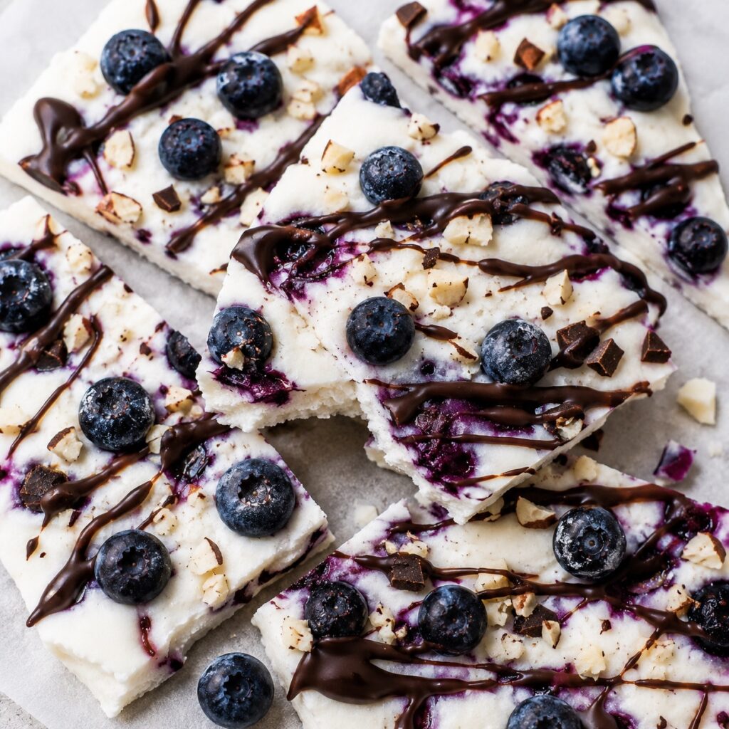 Healthy Blueberry Yogurt Bark low calorie yogurt bark dessert