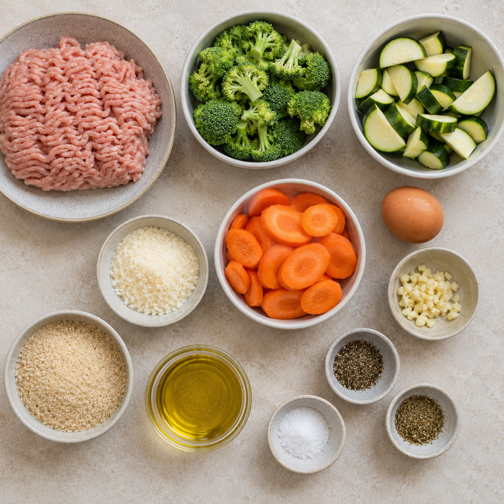 Garlic Parmesan Turkey Meatballs with Roasted Vegetables turkey meatballs ingredients