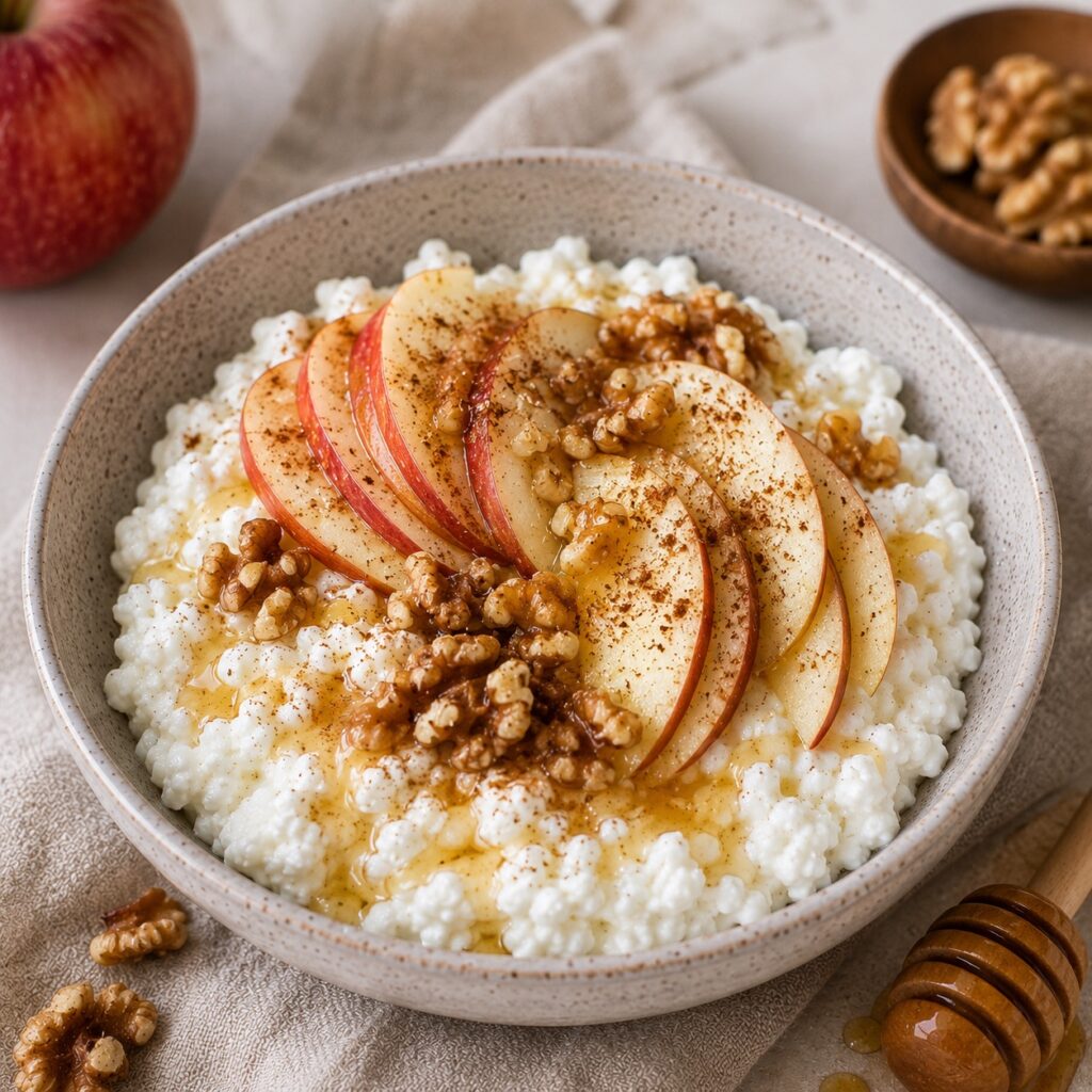 Simple High Protein 2000 Calorie Meal Plan for Everyday Healthy Eating cottage cheese apple bowl