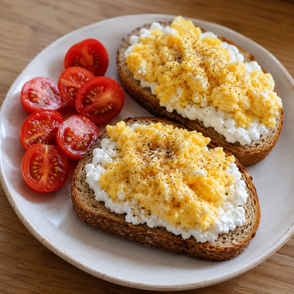 High Protein 1500 Calorie Meal Plan cottage cheese egg toast