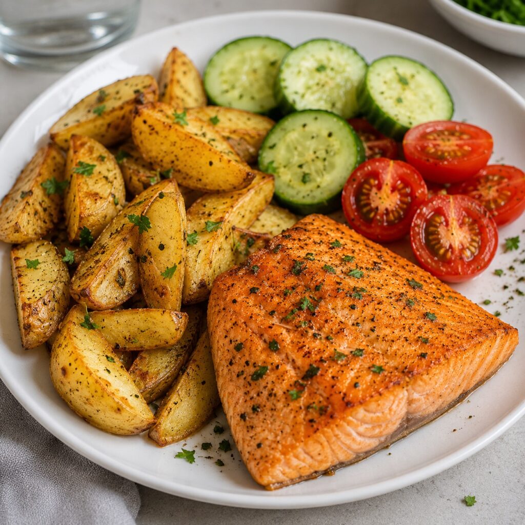 High Protein 1000 Calorie Meal Plan Healthy Meals for Weight Loss healthy salmon potato protein plate