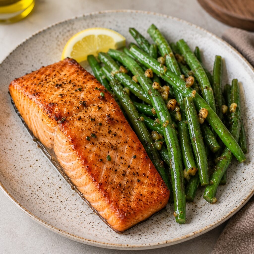 Easy High Protein 2000 Calorie Meal Plan for Balanced Eating salmon garlic green beans
