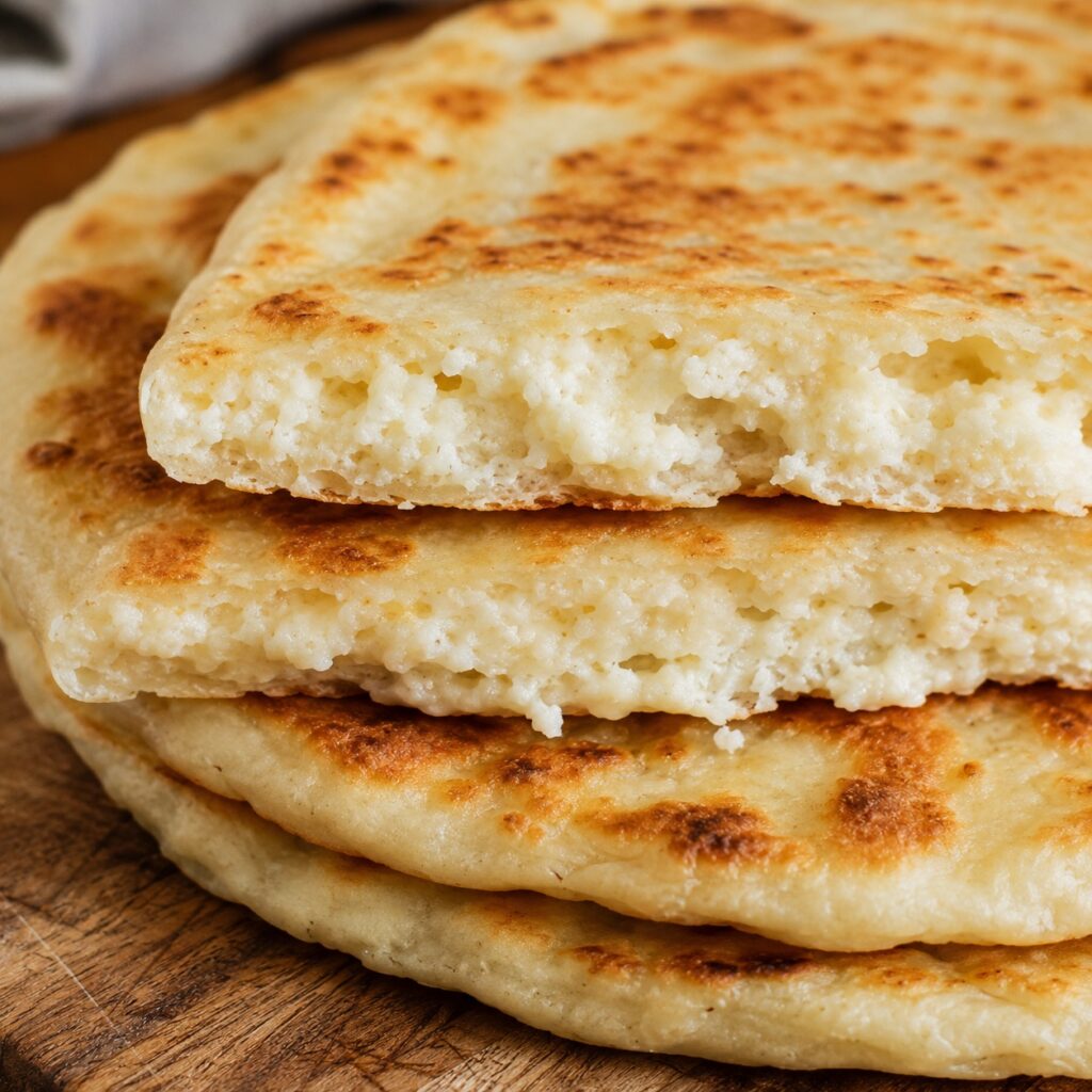 2 Ingredient Cottage Cheese Flatbread soft cottage cheese flatbread close up