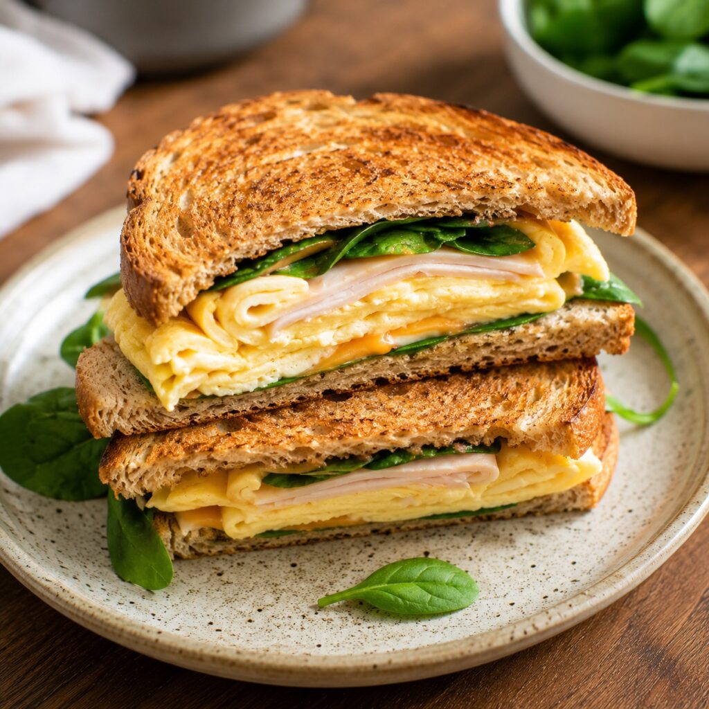Simple High Protein Meals Under 1500 Calories turkey egg breakfast sandwich