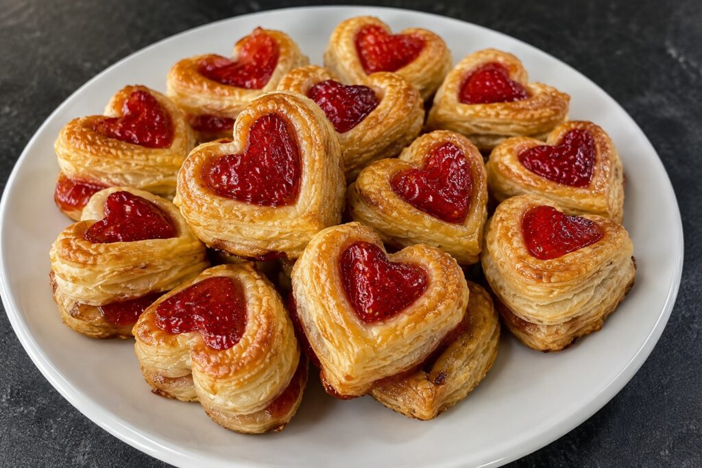 2 ingredient puff pastry strawberry hearts
