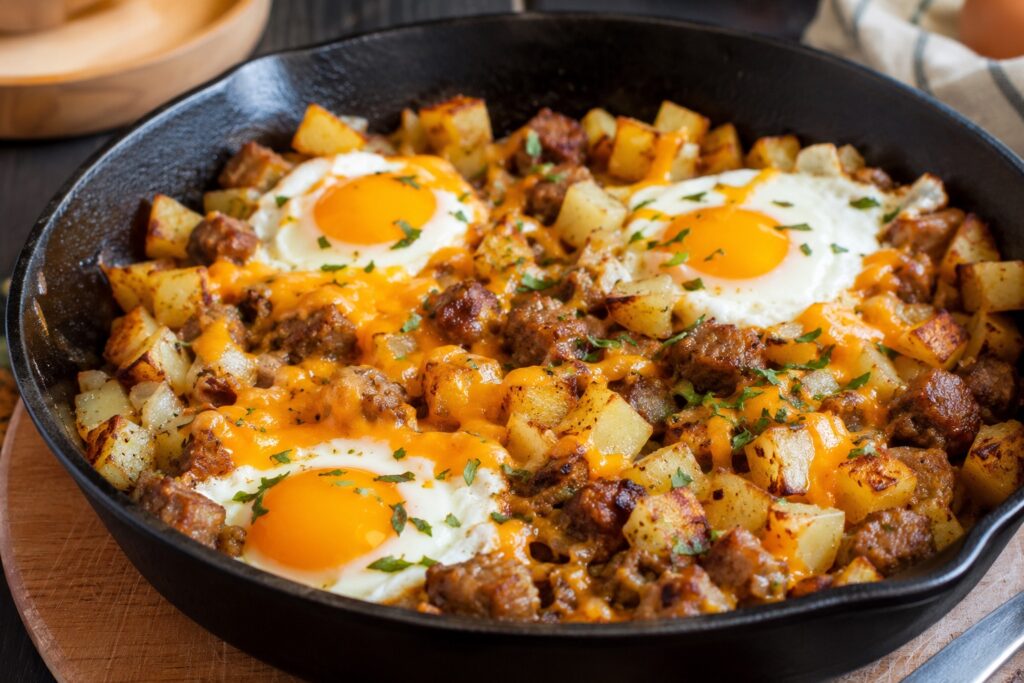 budget sausage egg breakfast skillet