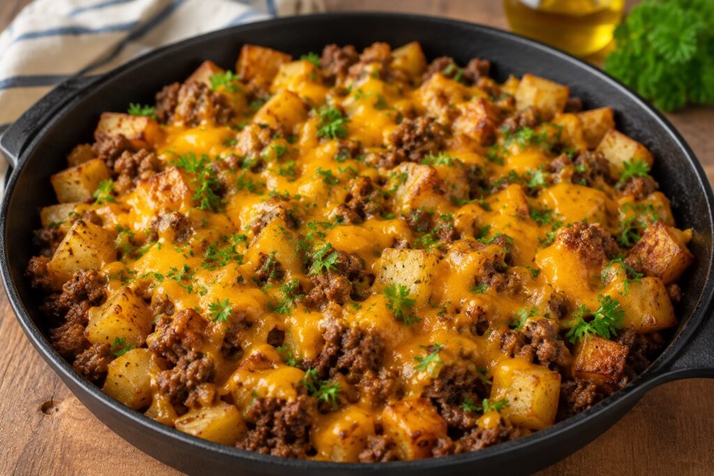 cheesy beef potato skillet under 5 dollars