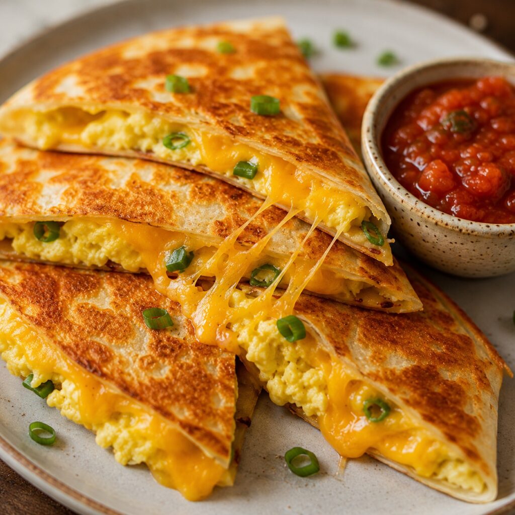 Easy Breakfast Quesadilla Under $5 crispy cheesy breakfast quesadilla close up