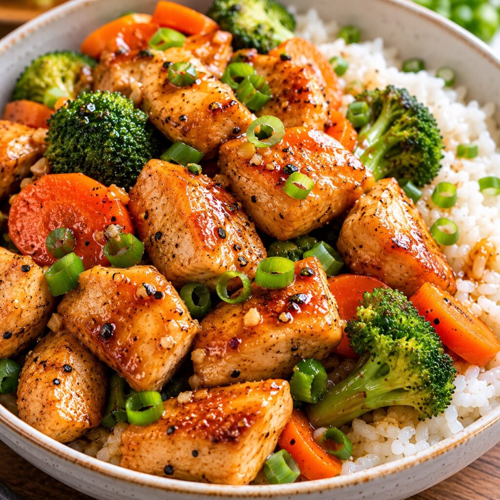 Garlic Chicken Rice Bowl Under $5 garlic chicken rice bowl close up