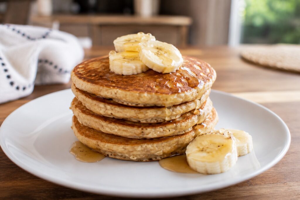 healthy banana oat pancakes breakfast