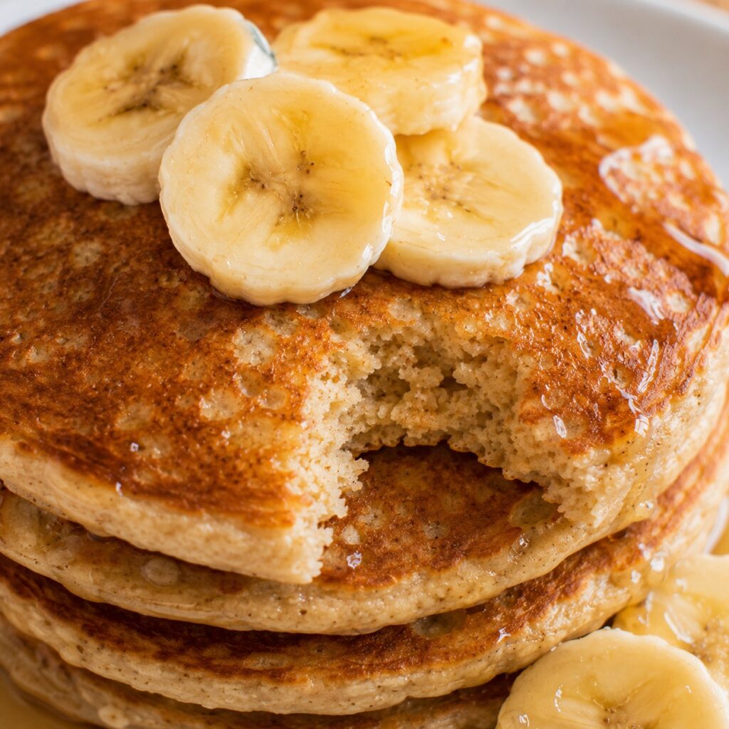 Healthy Banana Oat Pancakes Easy Breakfast Recipe healthy banana oat pancakes close up
