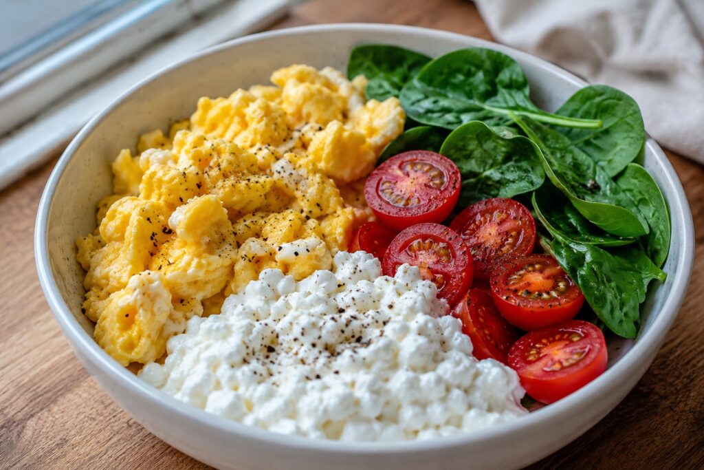 healthy egg cottage cheese breakfast bowl