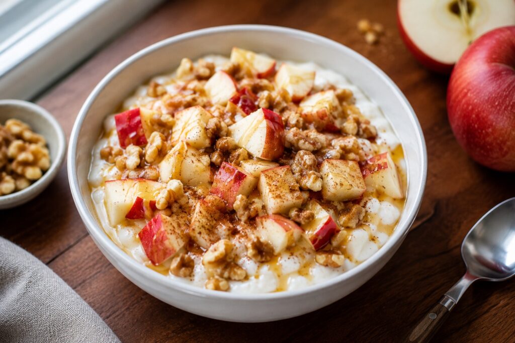 healthy greek yogurt apple breakfast bowl
