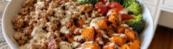 healthy turkey sweet potato bowl