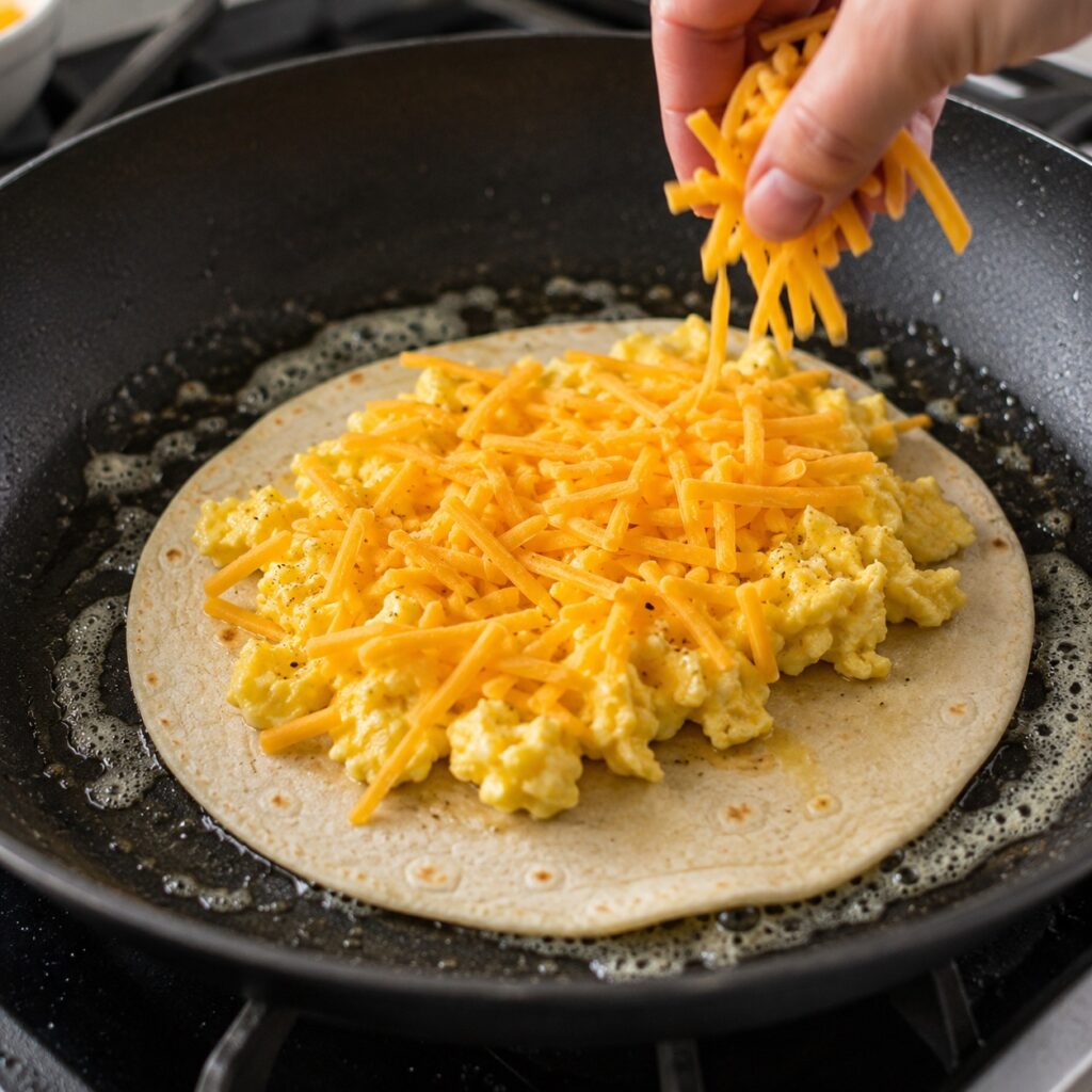 Easy Breakfast Quesadilla Under $5 making breakfast quesadilla skillet