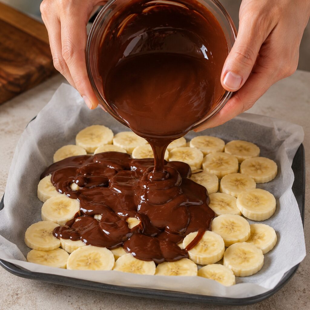 2 Ingredient Chocolate Banana Bark making chocolate banana bark