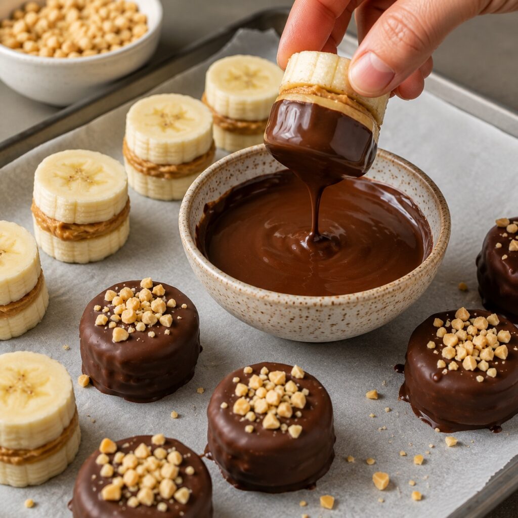 Frozen Peanut Butter Banana Bites Under $5 making frozen peanut butter banana bites
