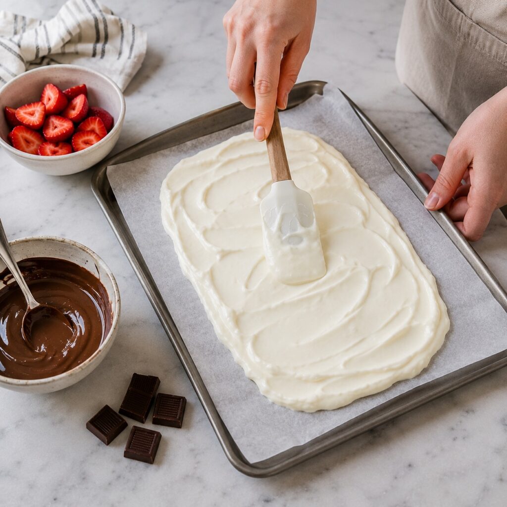 Easy 3 Ingredient Yogurt Bark making yogurt bark
