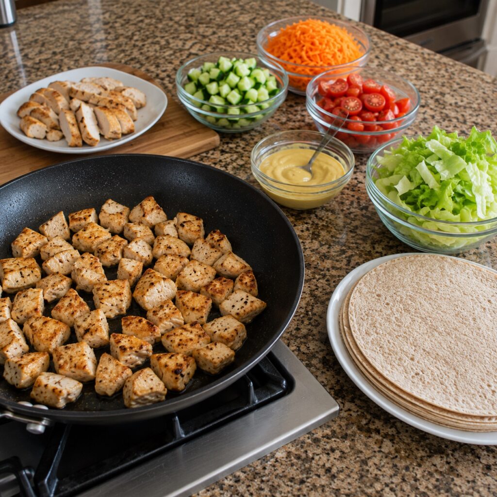 cooking honey mustard chicken wrap