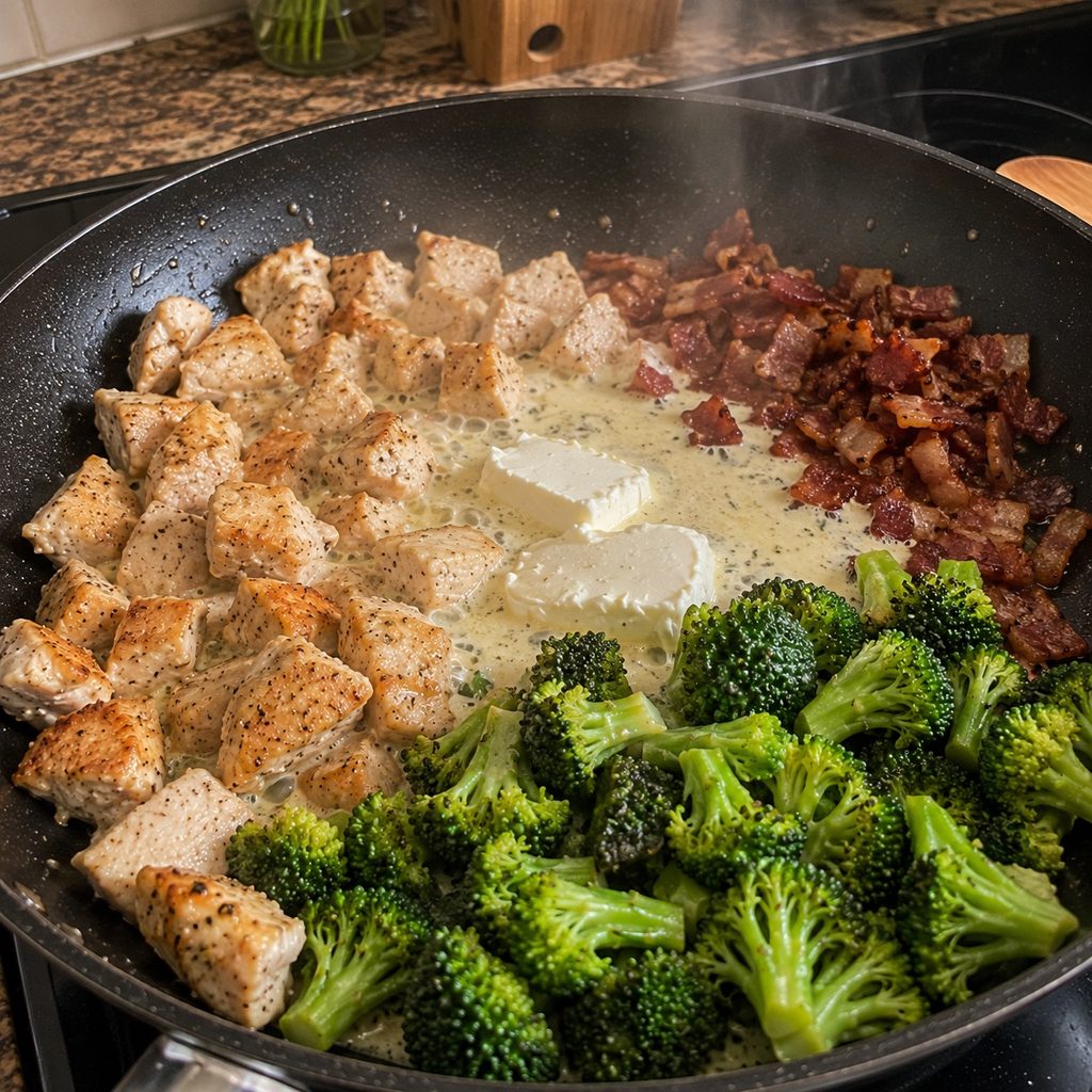 Easy Keto Bacon Ranch Chicken Skillet cooking keto bacon ranch chicken skillet