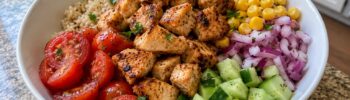 healthy garlic lime chicken rice bowl