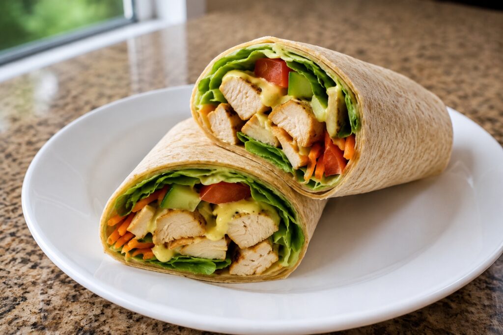 healthy honey mustard chicken wrap