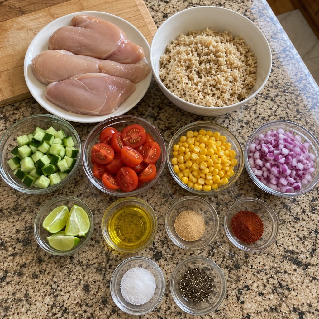 ingredients garlic lime chicken rice bowl