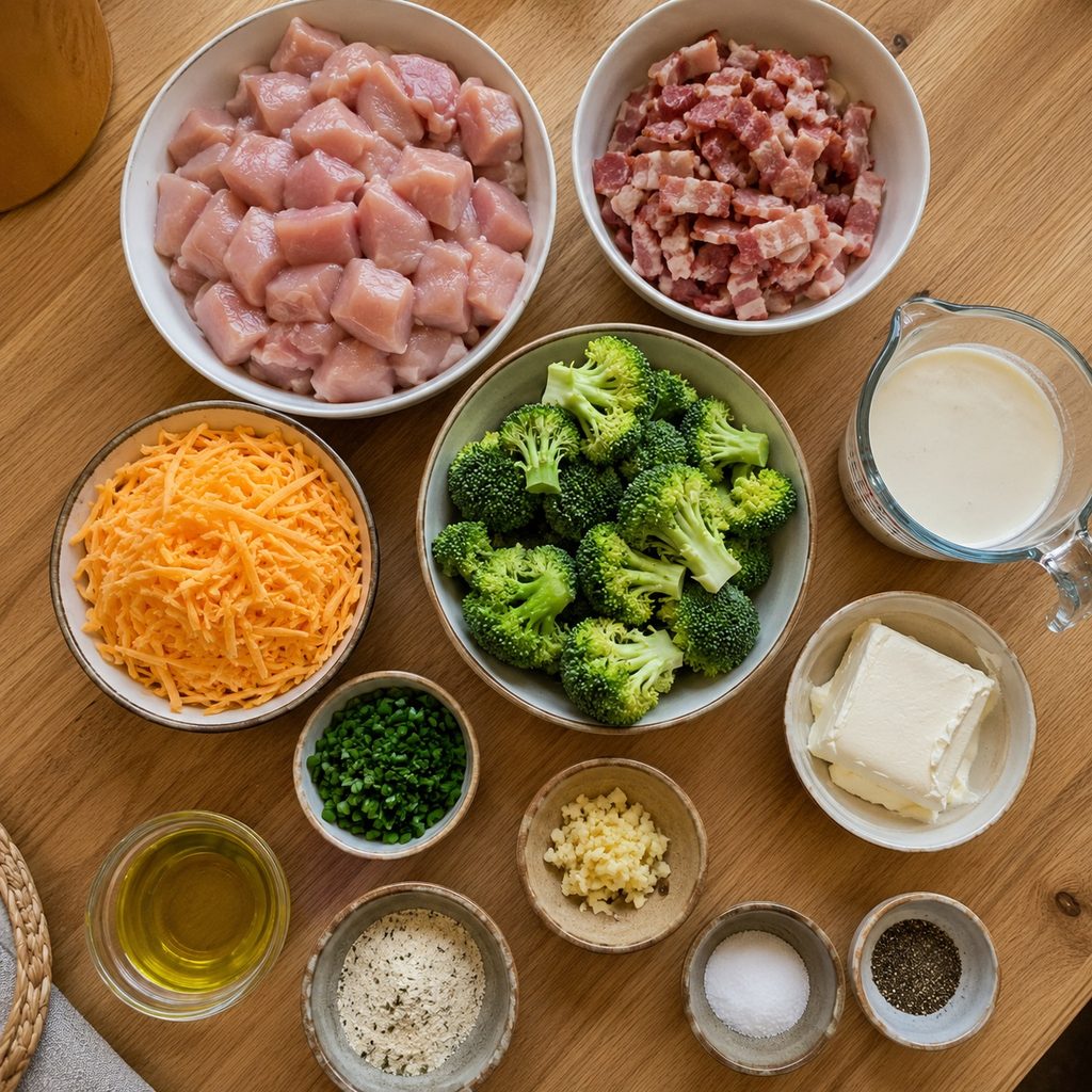 Easy Keto Bacon Ranch Chicken Skillet ingredients keto bacon ranch chicken skillet
