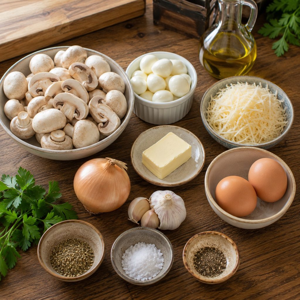 Keto Mushroom and Mozzarella Breakfast Skillet ingredients keto mushroom mozzarella breakfast skillet