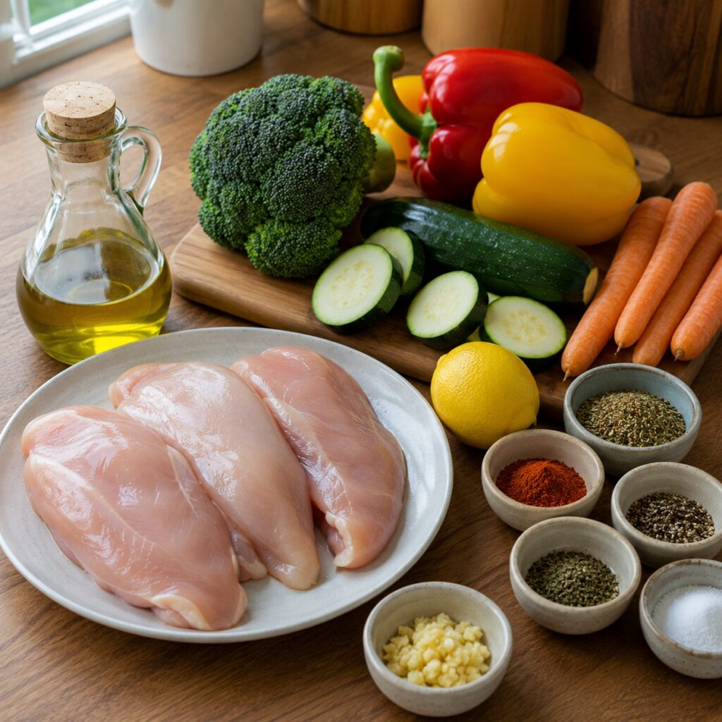 Lemon Herb Chicken with Roasted Vegetables ingredients lemon herb chicken vegetables
