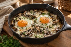keto mushroom mozzarella breakfast skillet