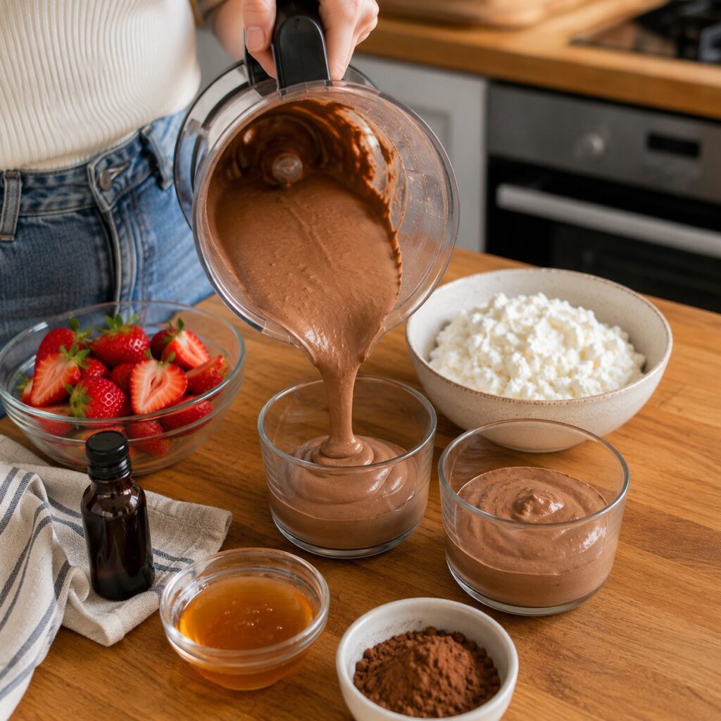 making healthy chocolate cottage cheese mousse