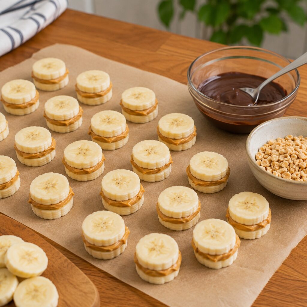Healthy Peanut Butter Banana Frozen Bites making healthy peanut butter banana frozen bites