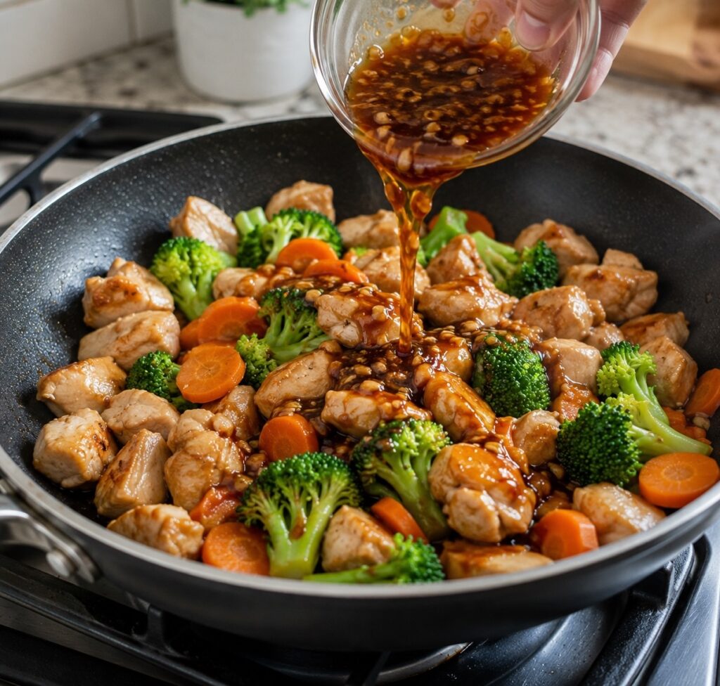 Easy Honey Garlic Chicken Rice Bowl making honey garlic chicken rice bowl
